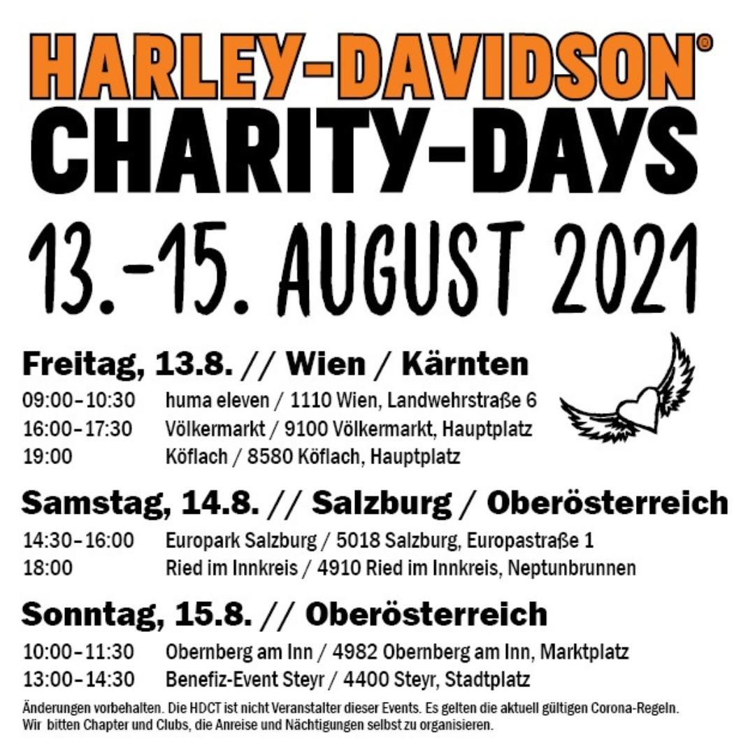Harley-Davidson Charity-Days starten am 13. August 2021 in Österreich