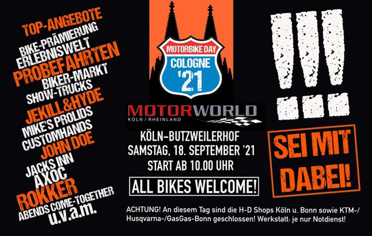Biker-Countdown läuft: Samstag ist “Motorbike Day Cologne 2021”! Biker-Countdown läuft: Samstag ist “Motorbike Day Cologne 2021”!