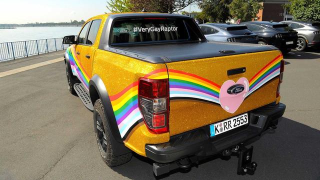Against hatred and agitation ford ranger with glittering rainbow paint