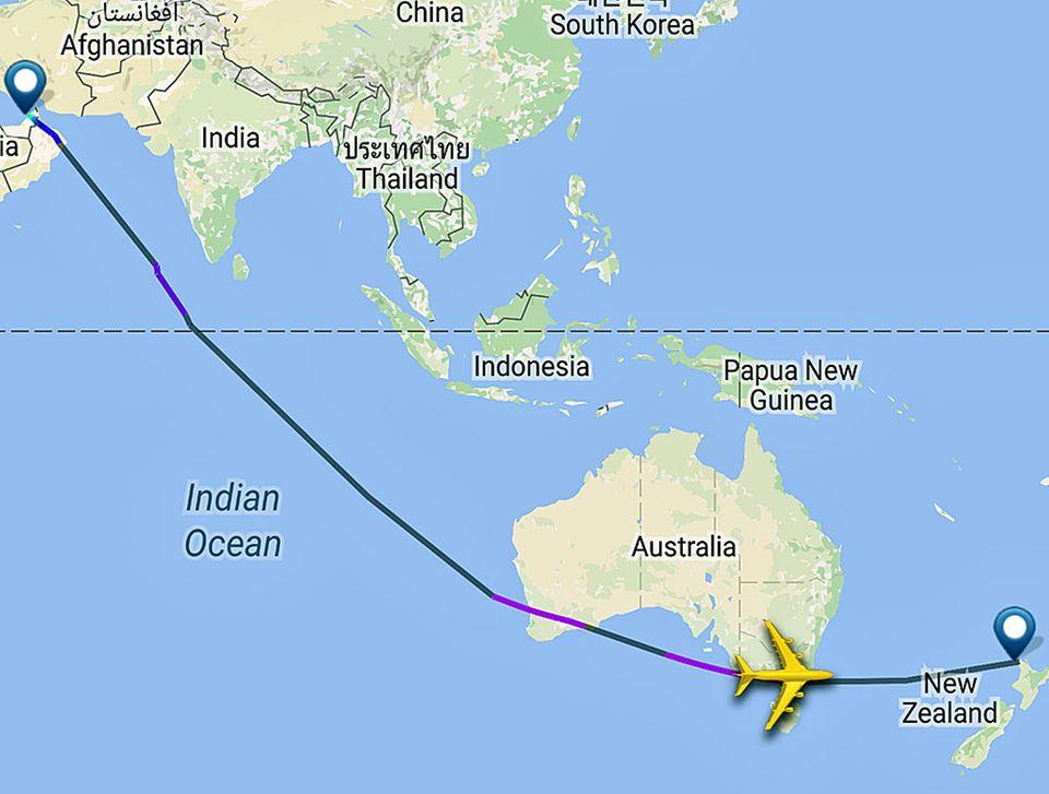 The longest flight in the world: non -stop from Dubai to Auckland