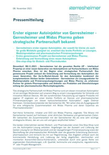 Gerresheimer-Aktie im Plus: Gerresheimer kauft Rechte an Injektoren von Midas Pharma 