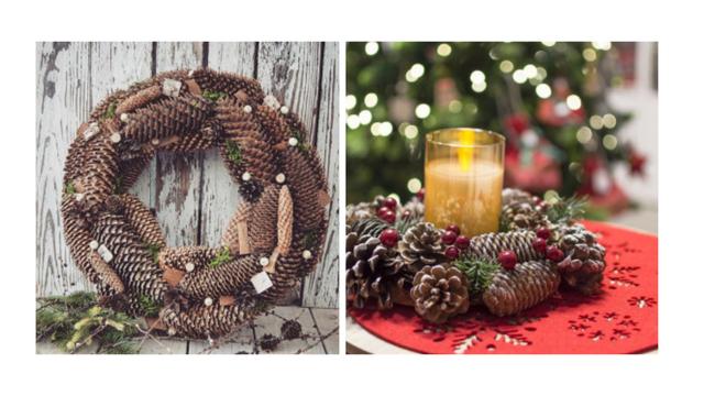 Christmas home decorations.How to make a wreath of cones yourself?
