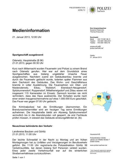 1. Medieninformation der PD Görlitz
