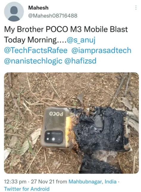 POCO M3 battery explodes, blast destroys the handset 