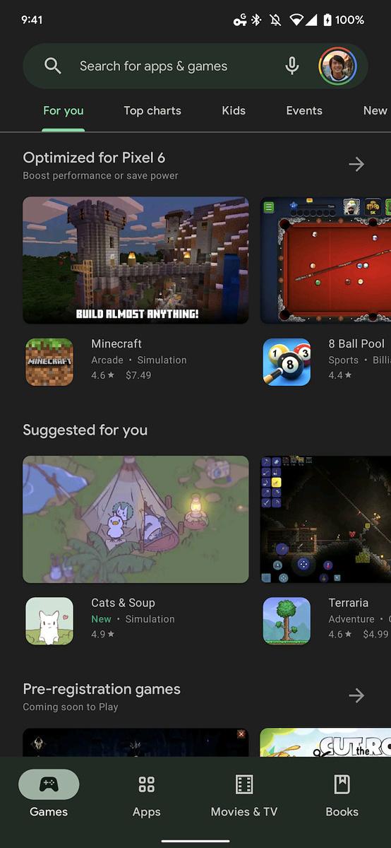 Google Play now highlights games optimized for your Pixel 6 