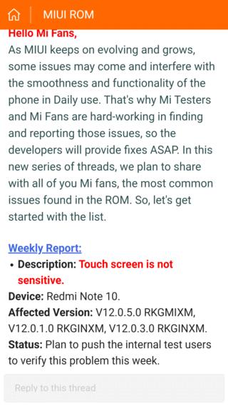 Xiaomi Redmi Note 10 MIUI pilot build released to verify touch screen responsiveness issues 