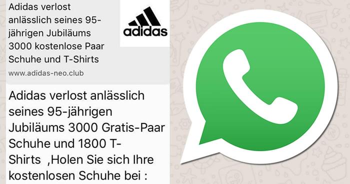 Vorsicht vor gefährlicher WhatsApp-Nachricht: Gewinnspiel verspricht kostenlose Adidas-Schuhe 