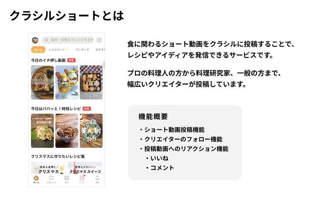 国内No.1のレシピ動画「クラシル」のアプリから誰でもショート動画の投稿が可能に｜dely株式会社のプレスリリース 
