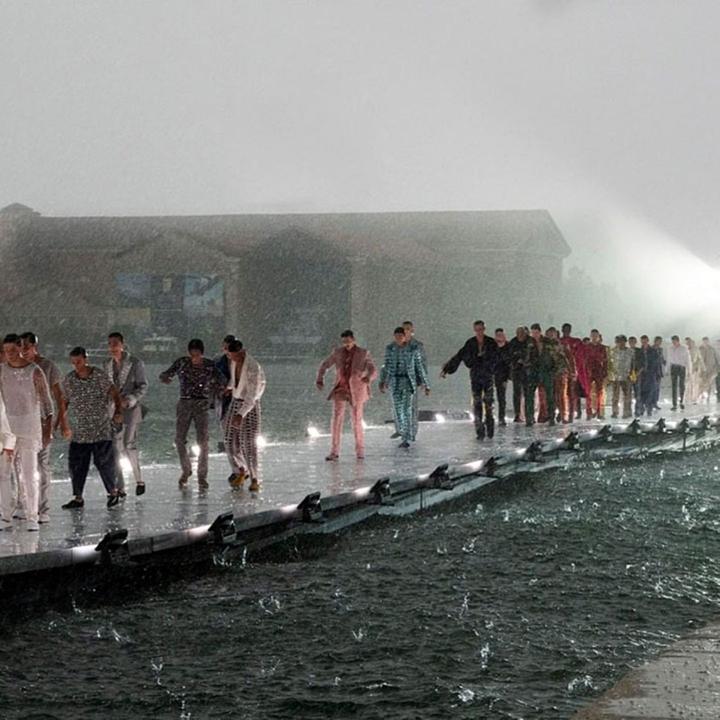 Downpour and hailstorm: Dolce & Gabbana show ends in chaos