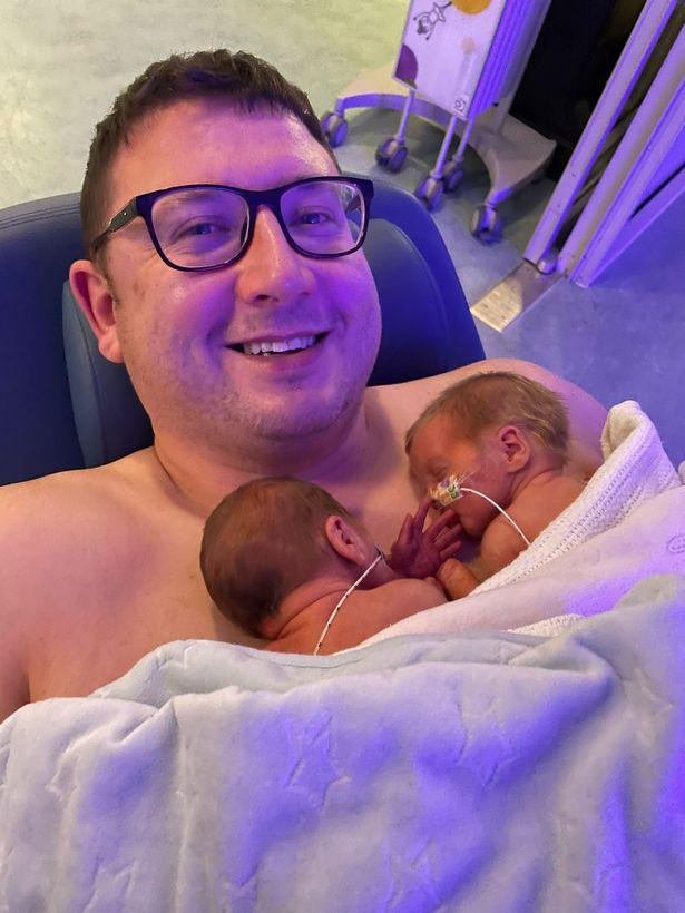 Scots dad of premature twins 'working from home' at hospital bedside after vowing to 'not leave them' 