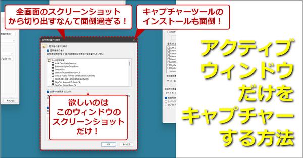 アクティブウィンドウだけをキャプチャーする方法【Windows 11対応】：Tech TIPS - ＠IT 