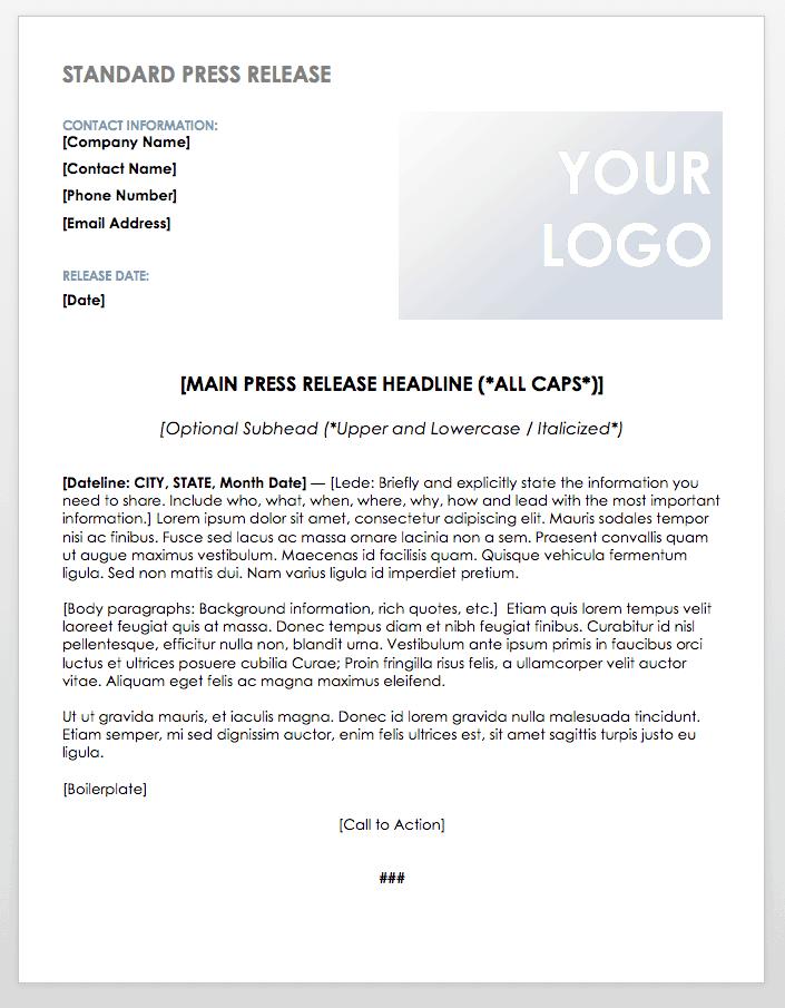 Free Press Release Templates | Smartsheet