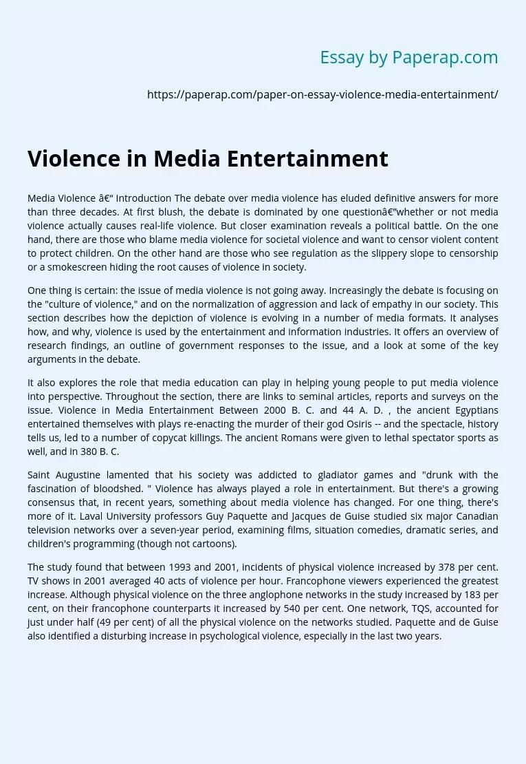 Violence in the Media and Entertainment (Position Paper)