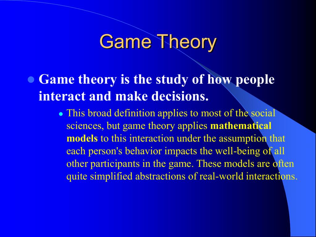 Game Theory Definition 