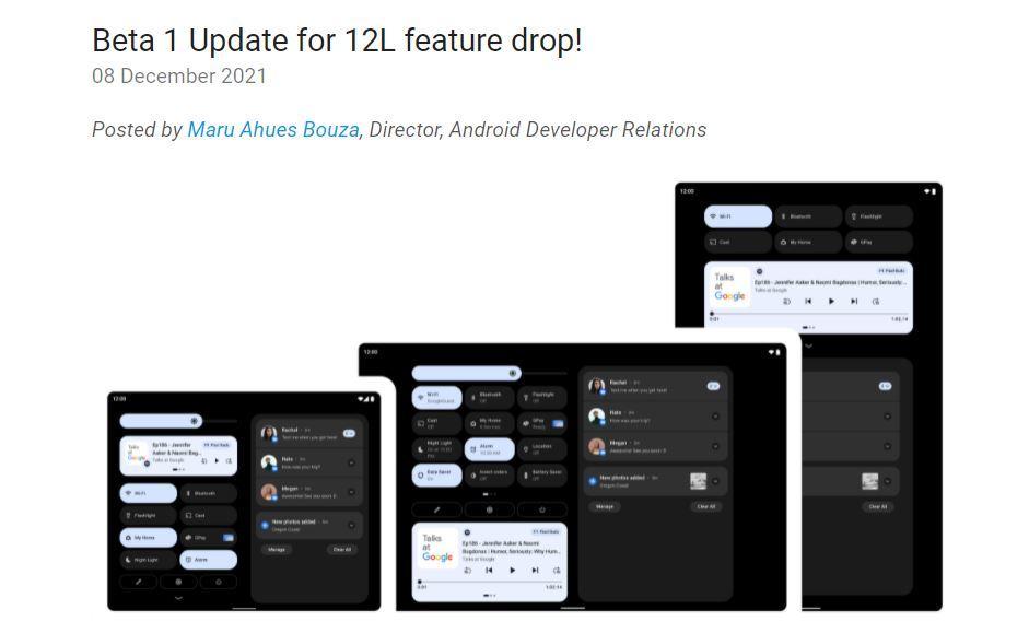 2画面や大画面端末向け「Android 12L」の「Beta 1」リリース　Pixel端末サポート