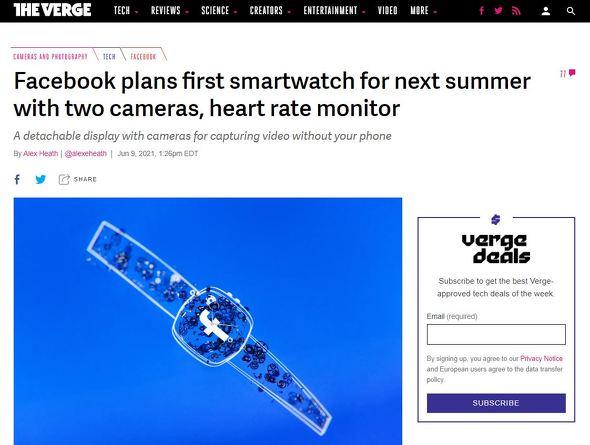 Facebook to release smartwatch with camera and heart rate monitor next summer