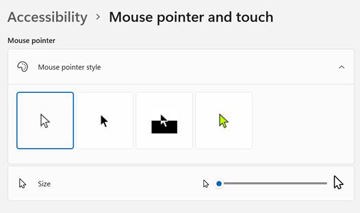 Change the color of the mouse pointer in Windows 11