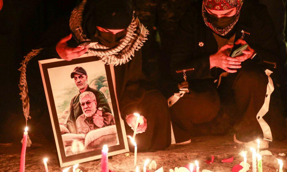 Lightening candles at baghdad airport on the second anniversary of the assassination of solomani and the engineer.