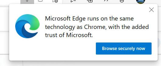 
 マイクロソフトEdge、ユーザーにChromeのダウンロードを止めるよう呼びかける 