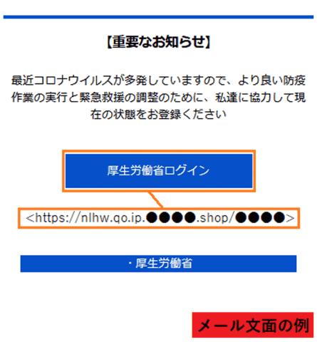 Note that the Ministry of Health, Labor and Welfare's phishing scams, the subject "[Important] Prevention and management of new colonovirus"