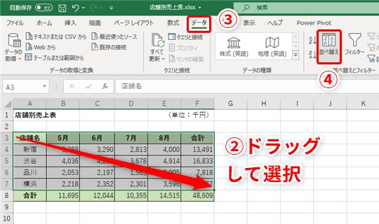 【Excel】列の並べ替えができるって知ってた？ エクセルでデータを手早くソートする方法 