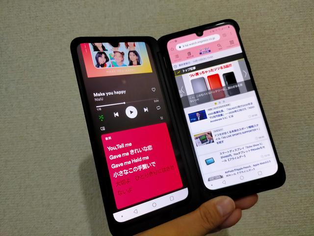 2画面スマホ「LG G8X ThinQ」で聴くと楽しい「Spotify」