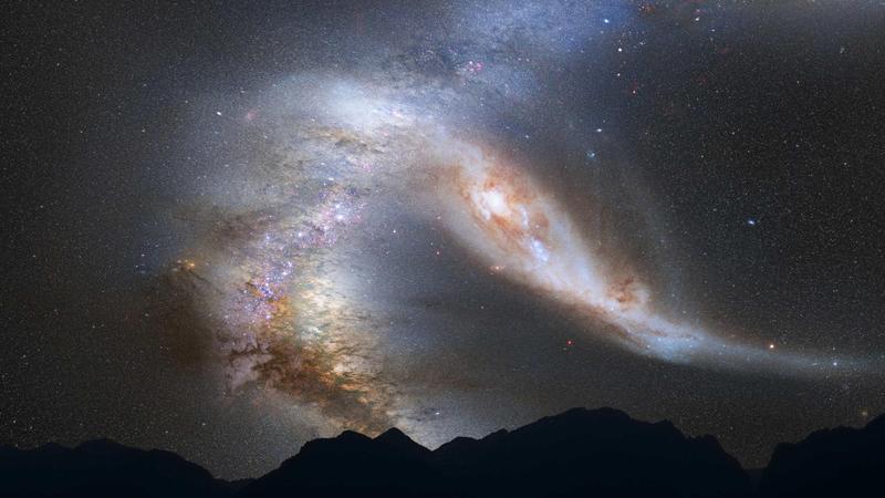 A galaxy rushing to the ground without the possibility to avoid it