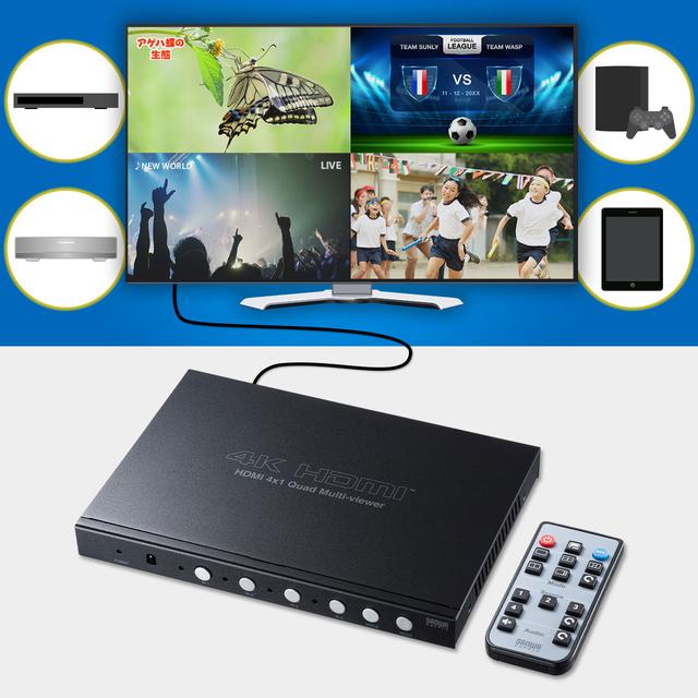 Released an HDMI screen split switcher equipped with a multi-viewer function that can simultaneously output up to 4 devices to a single display.