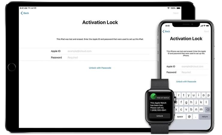 What is the advantage of locking the activation from Apple and how does it help secure your devices when they are lost?