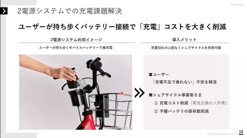 ホンダが電動アシストシェアサイクルの充電切れを解決する「シェアサイクル用2電源システム」を開発 