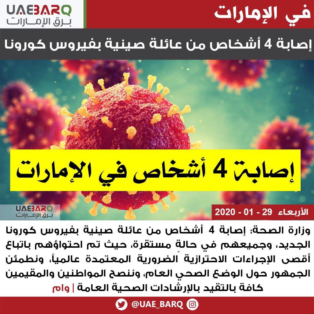 UAE.. 4 people from a Chinese family were infected with the new Corona virus