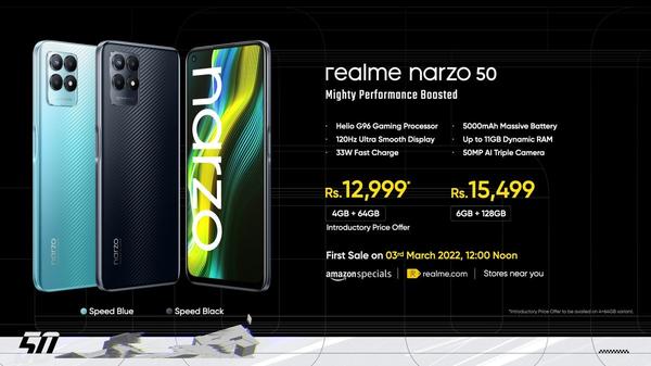 Realme Narzo 50 with MediaTek Helio G96 processor, 5000mAh battery launched 