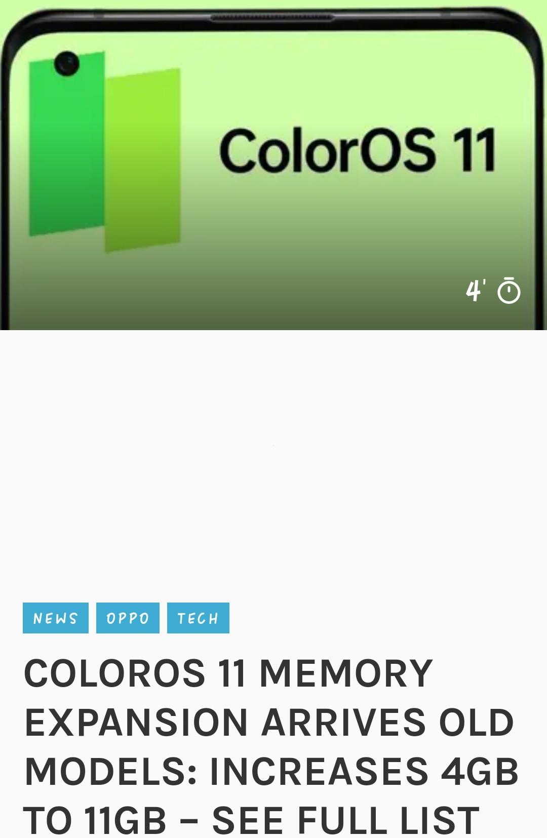 ColorOS 11 memory expansion arrives old models: Increases 4GB to 11GB – See FULL LIST 