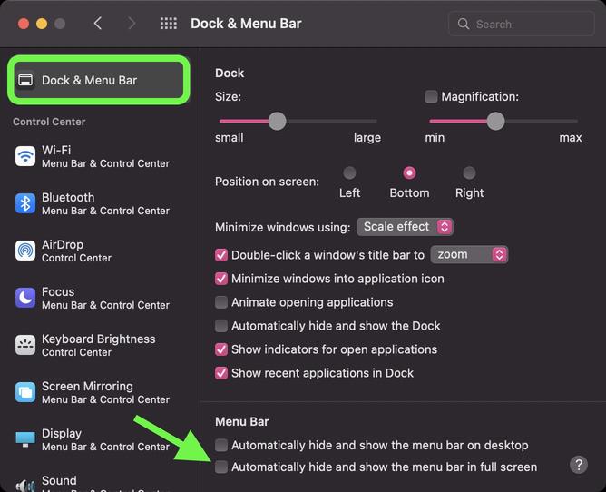 How to Make Your Mac's Menu Bar Stay Visible in Full Screen Mode 