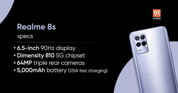 Realme 8S Flipkart Availability Confirmed: Dimensity 810, 64MP Triple Cameras, 5G Support 