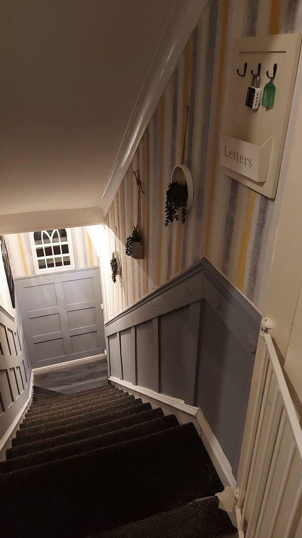 Mum quoted £800 for hallway panelling does it herself for £98 using Homebase bargains 