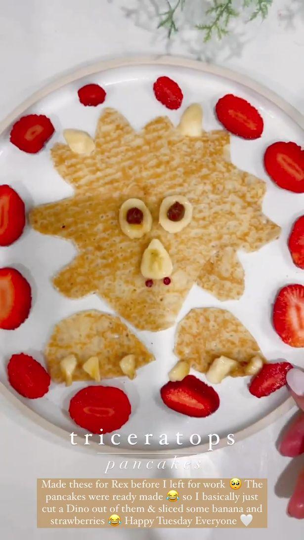 Stacey Solomon shows off epic pancake skills as she reveals dinosaur-themed treats 