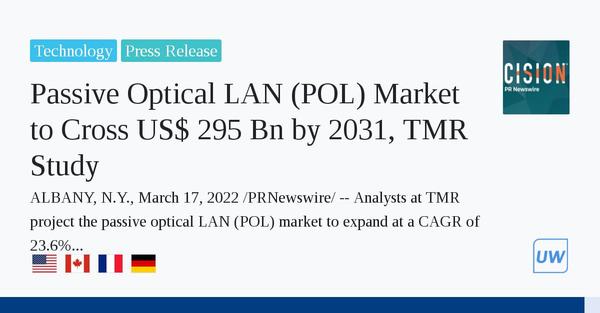  Passive Optical LAN (POL) Market to Cross US$ 295 Bn by 2031, TMR Study 