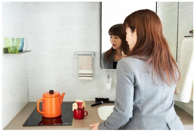 Tokyo condo frees up space by putting a shower in the kitchen 