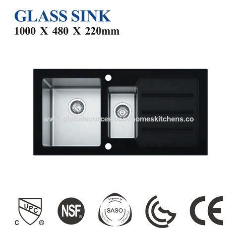 SUS304 Solid Surface Sink 10048 Kitchen Sink Tempered Glass Double Bowl Satin-finished, Kitchen Sink Double Bowl Topmount Single Sink - Buy China Solid Surface Sink on Globalsources.com 