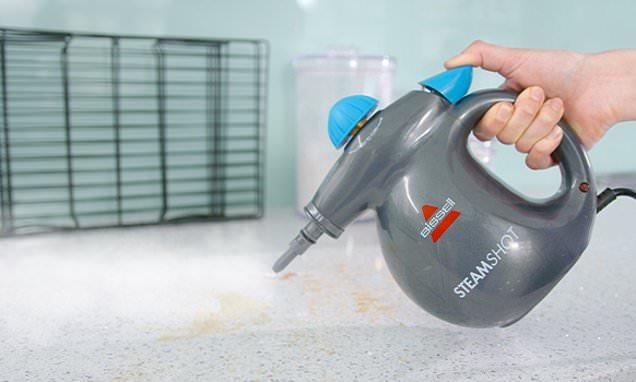 This  Bissell Steam Cleaner Removes Stained Grout and Sanitizes Surfaces with the Push of a Button 