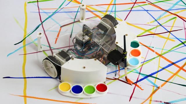 This Arduino-powered robot is like a Roomba with a paintbrush