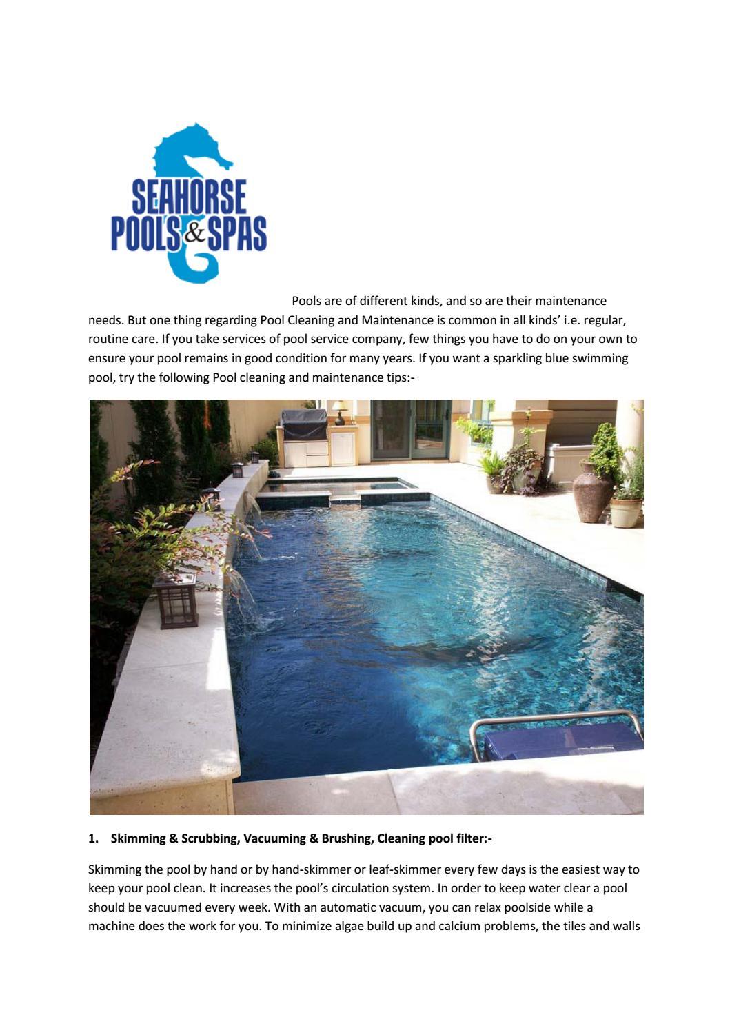 Keep pool water clear, clean with regular care