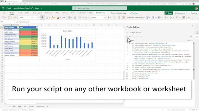 Web版Excel、業務自動化スクリプトに対応 