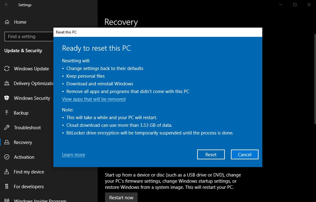 How to Factory Reset a Windows 10 Laptop