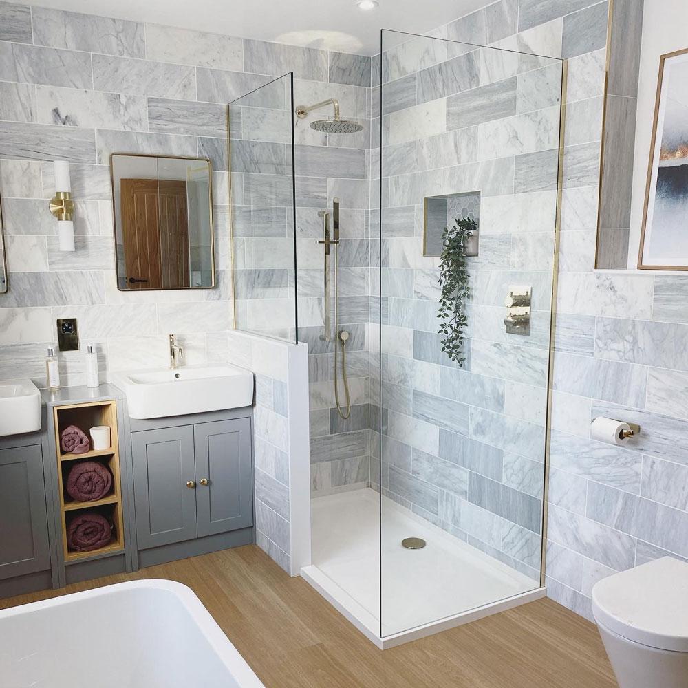 See how a couple saved £11,000 on this incredible DIY grey bathroom makeover 