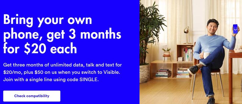 Visible 5G deal gives you three months of unlimited data for  per month 
