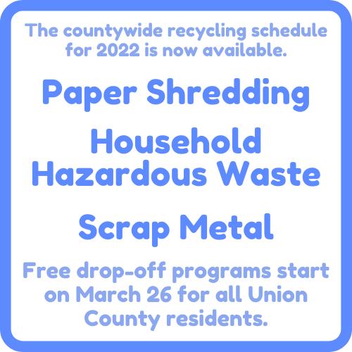 Free Household Hazardous Waste Recycling Event for Union County Residents, April 9 