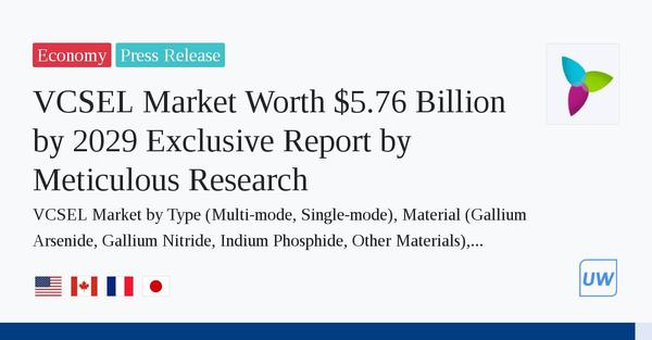 VCSEL Market Worth $5.76 Billion by 2029 — Exclusive Report by Meticulous Research®