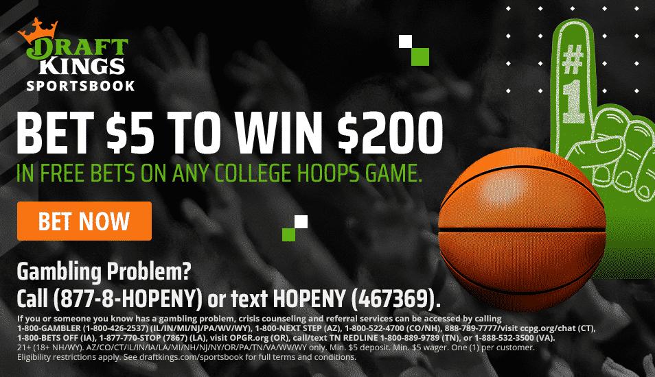 DraftKings promo code rolls March Madness bet $5, win $200 bonus into weekend
